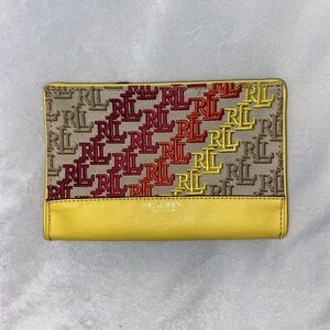 Ralph Lauren Transition Yellow Multi-Color Signature Logo Jacquard Small Clutch